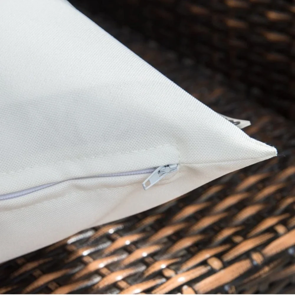 Luxury Home | Set of 2 White Outdoor Water Resistant Lumbar Throw Pillow Covers